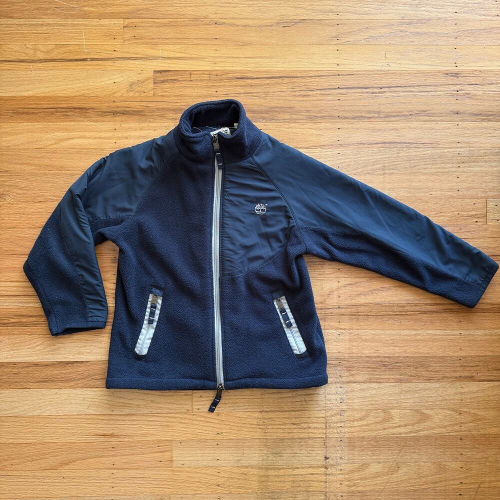 Timberland Boys Navy Blue Full Zip Mockneck Fleece Jacket Size 6 School Outdoor